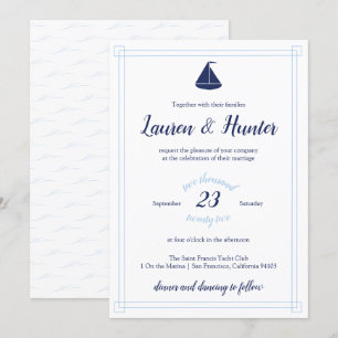 Nautical Sailboat Wedding Invitation Kaart