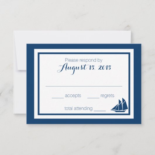 Nautical Sailboat Wedding RSVP Kaartje (Voorkant)