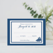 Nautical Sailboat Wedding RSVP Kaartje (Staand voorkant)