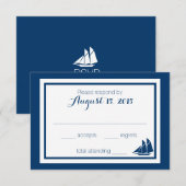 Nautical Sailboat Wedding RSVP Kaartje (Voorkant / Achterkant)