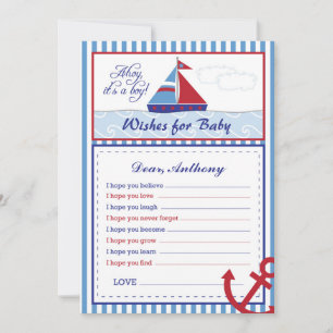Nautical Sailboat Wishes for Baby Card Advieskaart