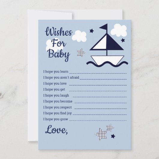 Nautical Sailboat Wishes for Baby Card Kaart (Voorkant)