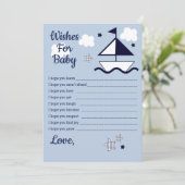 Nautical Sailboat Wishes for Baby Card Kaart (Staand voorkant)