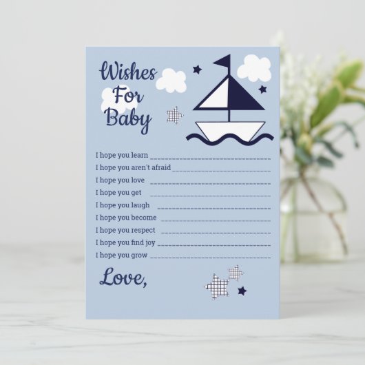 Nautical Sailboat Wishes for Baby Card Kaart (Staand voorkant)