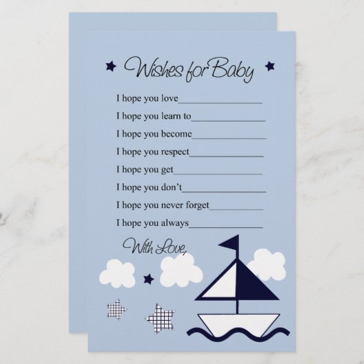 Nautical Sailboat Wishes for Baby Letter (Voorkant / Achterkant)