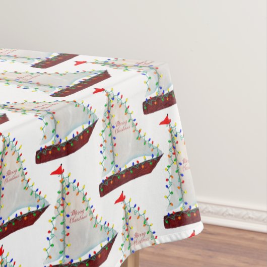 Nautical Sailboats with Holiday lights harbor boat Tafelkleed (Voorbeeld)