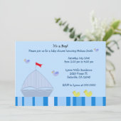 Nautical Sailboot Baby Boy Shower Uitnodiging (Staand voorkant)