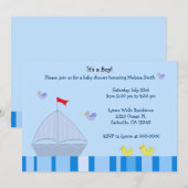 Nautical Sailboot Baby Boy Shower Uitnodiging (Voorkant / Achterkant)