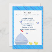 Nautical Sailboot Baby Boy Shower Uitnodiging (Voorkant)