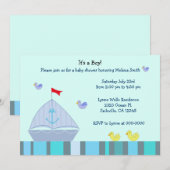 Nautical Sailboot Baby Boy Shower Uitnodiging (Voorkant / Achterkant)