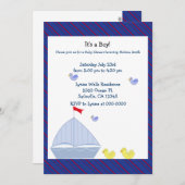 Nautical Sailboot Baby Boy Shower Uitnodiging (Voorkant / Achterkant)
