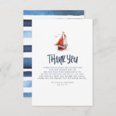 Nautical Sailboot Blue en Red Bedankt (Voorkant / Achterkant)