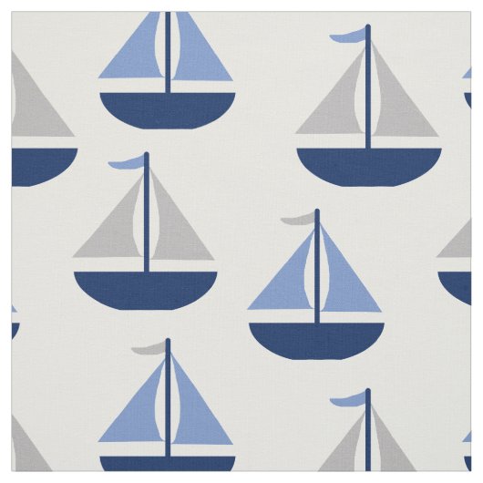 Nautical Sailboot Blue Grey Stof (Swatch)