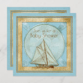 Nautical Sailboot Boy Baby shower Uitnodiging (Voorkant / Achterkant)