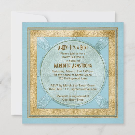 Nautical Sailboot Boy Baby shower Uitnodiging (Achterkant)