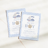 Nautical Sailboot Boy Baby shower Uitnodiging