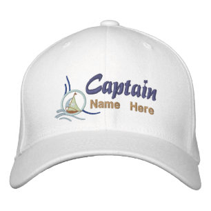 Nautical Sailboot Captain Personalized Embroidery Geborduurde Pet