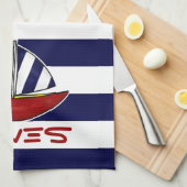 Nautical Sailboot Kitchen Towel Theedoek (Quarter Fold)