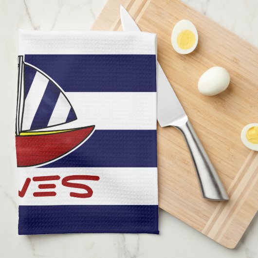 Nautical Sailboot Kitchen Towel Theedoek (Quarter Fold)