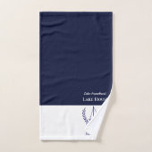 Nautical Sailboot Navy Blue Monogram Lake House B Bad Handdoek (Handdoek)