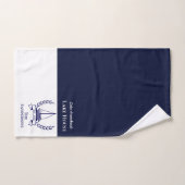 Nautical Sailboot Navy Blue Monogram Lake House B Bad Handdoek (Handdoek)