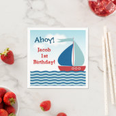 Nautical Sailboot on Water Boy Birthday Servetten (Insitu)