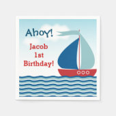 Nautical Sailboot on Water Boy Birthday Servetten (Voorkant)