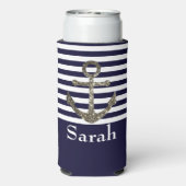 Nautical Sailing Anchor Name Sparkle Seltzer Blikjeskoeler (Seltzer Achterkant)