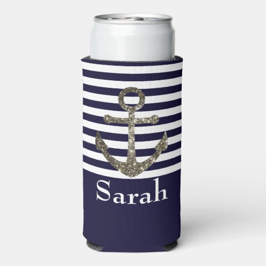 Nautical Sailing Anchor Name Sparkle Seltzer Blikjeskoeler (Seltzer Achterkant)