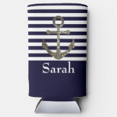 Nautical Sailing Anchor Name Sparkle Seltzer Blikjeskoeler (Voorkant)