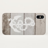Nautical Sailing Anchor on Faux Wood print flat Case-Mate iPhone Case (Achterkant (horizontaal))