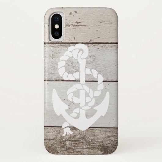 Nautical Sailing Anchor on Faux Wood print flat Case-Mate iPhone Case (Achterkant)