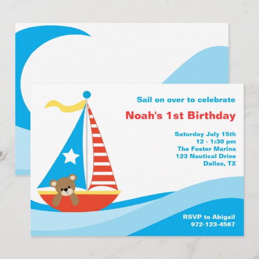 Nautical Sailing Beer Uitnodiging (Voorkant / Achterkant)