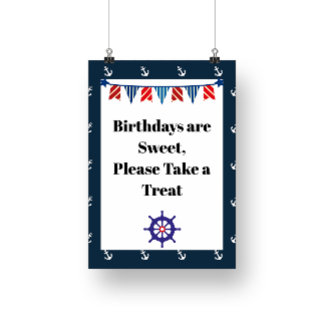 Nautical Sailing Birthday Party Sign Poster
