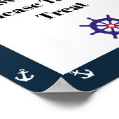 Nautical Sailing Birthday Party Sign Poster (Hoek)