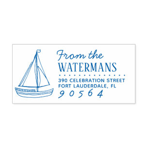 Nautical Sailing Boat Drawing Name Return Address Zelfinktende Stempel