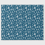 Nautical Sailing Boats Blue White Cadeaupapier (Vlak)