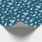 Nautical Sailing Boats Blue White Cadeaupapier (Hoek)