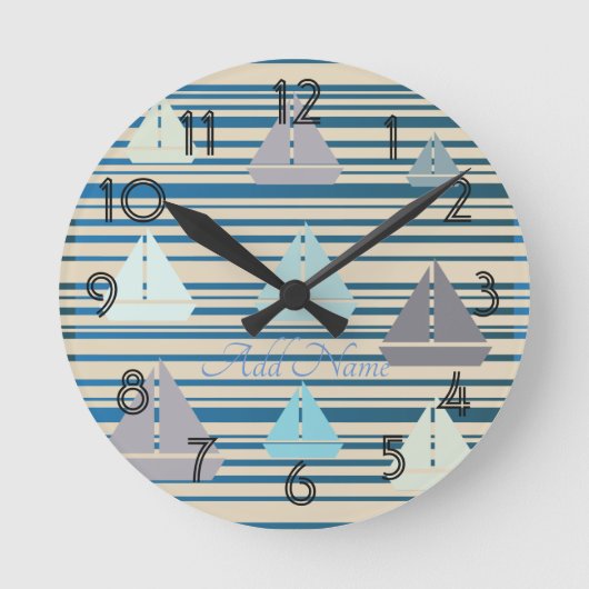 Nautical Sailing Boats Sailor Beach Wall Clock Ronde Klok (Voorkant)