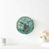 Nautical Sailing Clock Aqua en Gold Gears Ronde Klok (Huis)