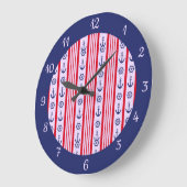 Nautical Sailing Red Blue Boat Anchor Grote Klok (Hoek)