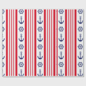 Nautical Sailing Red White Blue Stripe Boat Anchor Cadeaupapier (Vlak)
