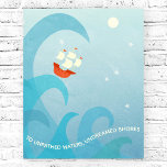 Nautical Sailing Shakespeare Quote Poster<br><div class="desc">Naar onbewogen wateren,  onbewogen kusten. Shakespeare. Een zeilschip zit boven op een oceaangolf onder een hemel sterren. Ideaal voor zeelieden,  reizigers en avonturiers overal.</div>