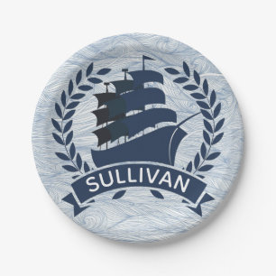 Nautical Sailing Ship   Aangepaste oceaangolven Papieren Bordje