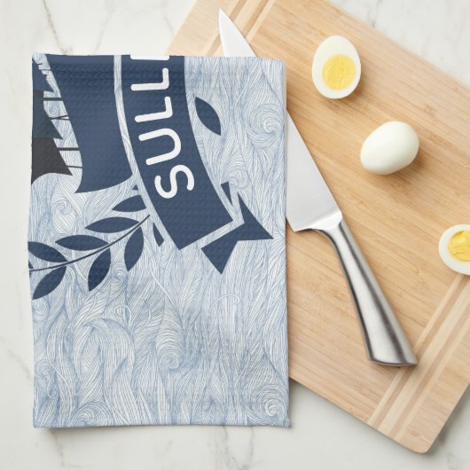 Nautical Sailing Ship | Aangepaste oceaangolven Theedoek (Quarter Fold)