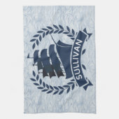 Nautical Sailing Ship | Aangepaste oceaangolven Theedoek (Verticaal)