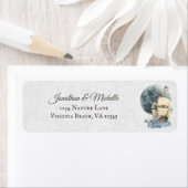 Nautical Sailing Ship and Full Moon Address Etiket (Insitu)