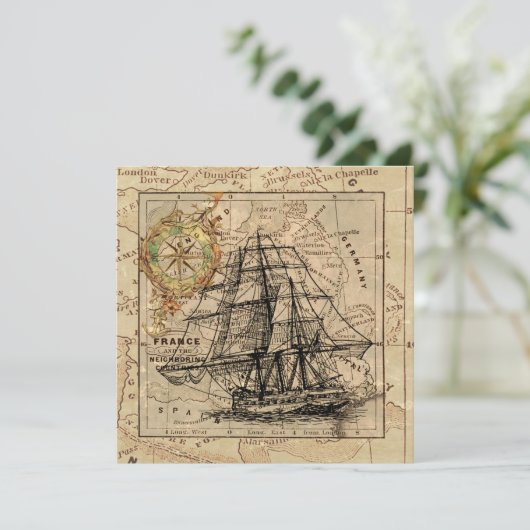 Nautical Sailing Ship Navigation Map (Staand voorkant)