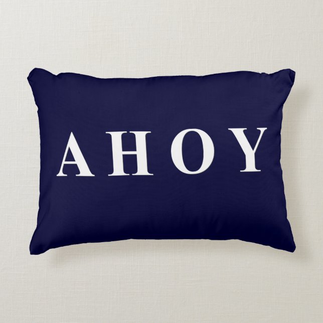 Nautical Sailing Stripes van Navy Blue White Accent Kussen (Voorkant)