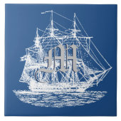Nautical Sailing Tall verscheept om het even welke Tegeltje (Voorkant)